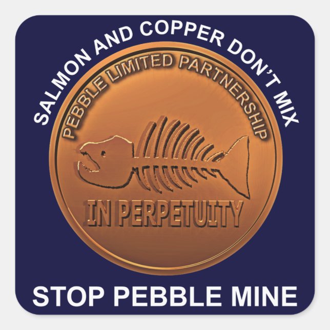 Sticker Carré Arrêtez la mine de galets - Pebble Mine Penny (Devant)