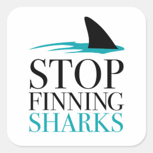 STICKER CARRÉ ARRÊTEZ LES REQUINS DE FINNING