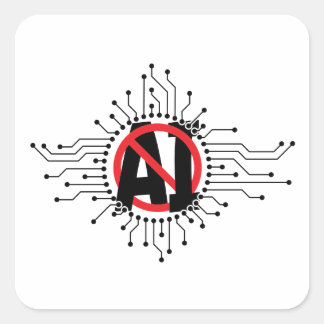 Sticker Carré Arrêtez, n'utilisez pas l'intelligence artificiell