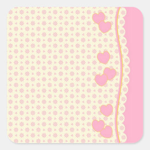 Sticker Carré Arrière - plan de coeur rose