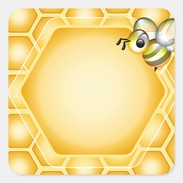 Sticker Carré Arrière - plan de nid d'abeille avec une abeille (Devant)