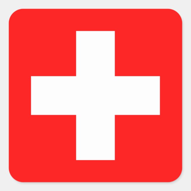 Sticker Carré Arrière - plan éditable, Le Drapeau de la Suisse (Devant)