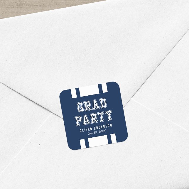 Sticker Carré Arrière - plan modifiable Couleur Varsity Graduati (Créateur téléchargé)