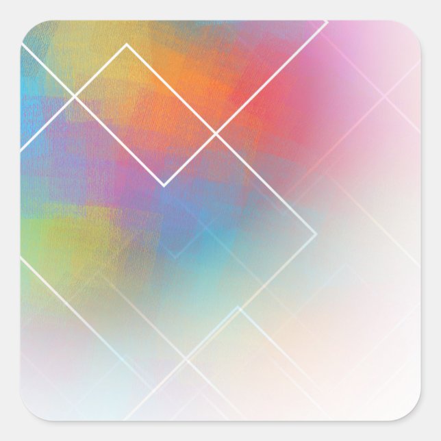 Sticker Carré Art Abstrait moderne Personnalisé Rose Rouge Orang (Devant)