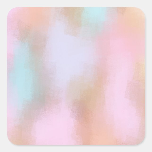 Sticker Carré Art Abstrait Pastel Couleurs Rouge Jaune Orange Bl (Devant)