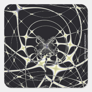 Sticker Carré Art Abstrait Toile d'Araignée Dorée