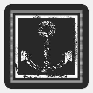 Sticker Carré Art d'Ancre noir et blanc