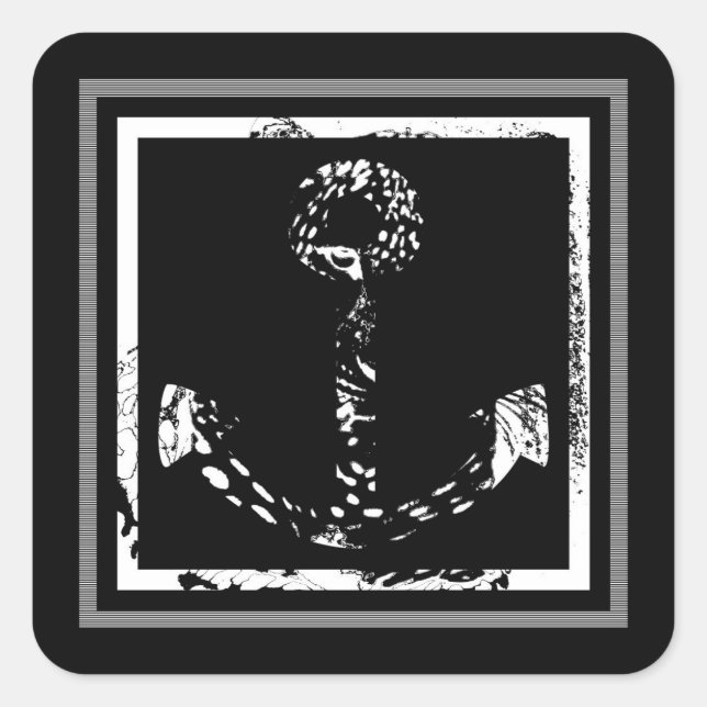 Sticker Carré Art d'Ancre noir et blanc (Devant)