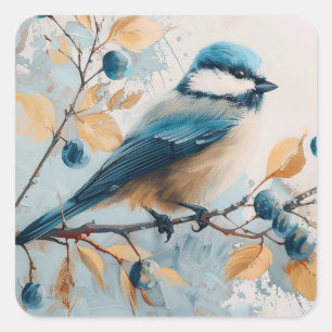 Sticker Carré Art d'aquarelle Blue Jay
