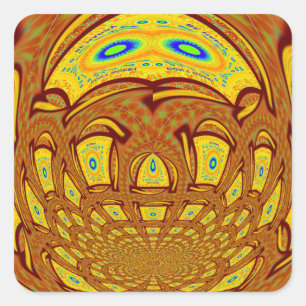 Sticker Carré Art de baseball jaune doré Imprimer