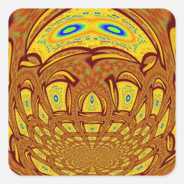 Sticker Carré Art de baseball jaune doré Imprimer (Devant)