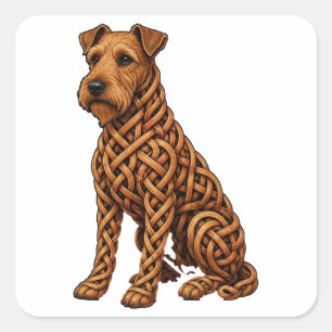 Sticker Carré Art de chien Terrier Irlandais à nœud celtique