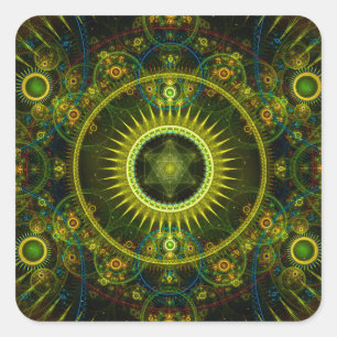 Sticker Carré Art de fractale "de roue de Magick de Metatron" -