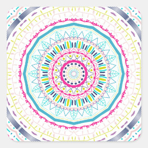 Sticker Carré Art de mandala coloré vibrant