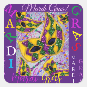 STICKER CARRÉ ART DE MARDI GRAS