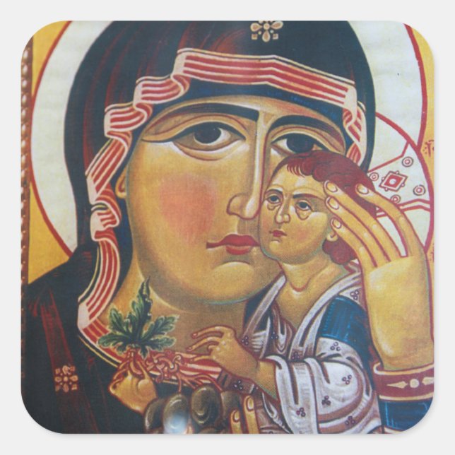 Sticker Carré Art de Marie Mère et Jésus (Devant)