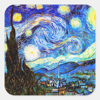Sticker Carré Art de nuit Van Gogh Starry