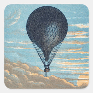 Sticker Carré Art de nurserie vintage ciel montgolfière