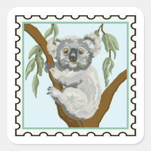 Sticker Carré Art de timbre australien de koala mignon
