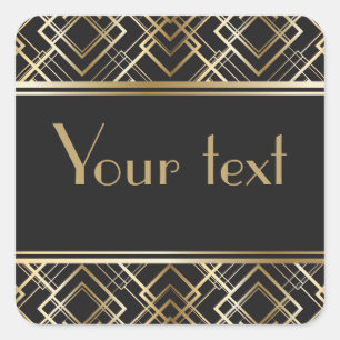 Sticker Carré art deco,black,gold,elegant,chic,monogram ready, c