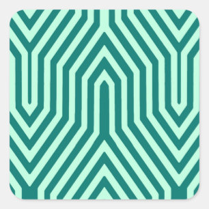 Sticker Carré Art déco géométrique - turquoise et aqua
