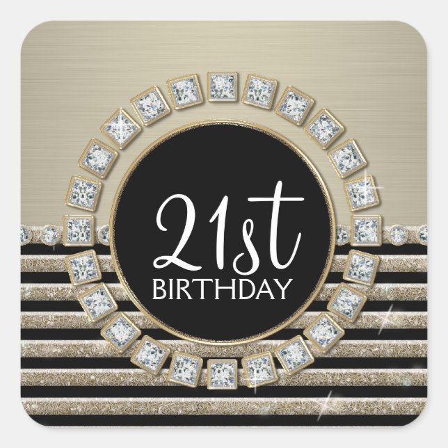 Sticker Carré Art Déco Moderne Horizontale Parties scintillant e (Devant)