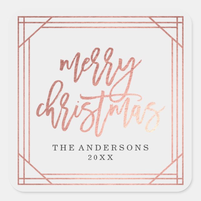 Sticker Carré Art Déco Or Rose moderne | Vacances (Devant)