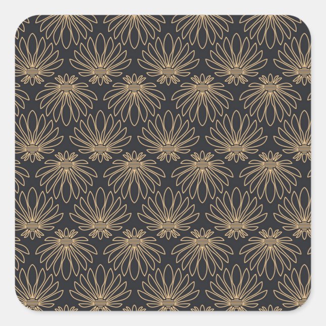 Sticker Carré Art Deco pattern with gold floral motifs  (Devant)