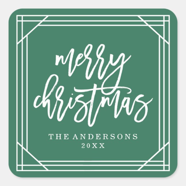 Sticker Carré Art Déco Vert Moderne | Vacances (Devant)