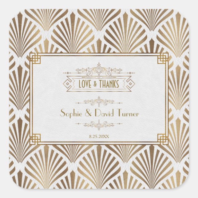 Sticker Carré Art Déco White Gatsby Mariage des années 1920 (Devant)