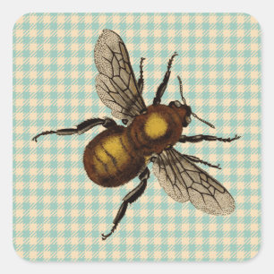 Sticker Carré Art des abeilles dorées