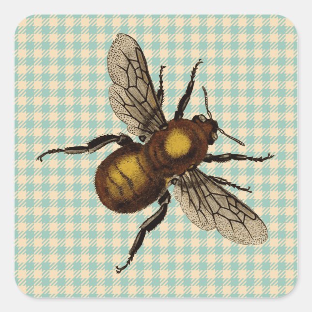 Sticker Carré Art des abeilles dorées (Devant)