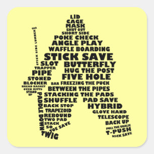 Sticker Carré Art des textes de gardien de but d'hockey