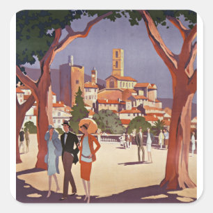 Sticker Carré Art d'été vintage Grasse