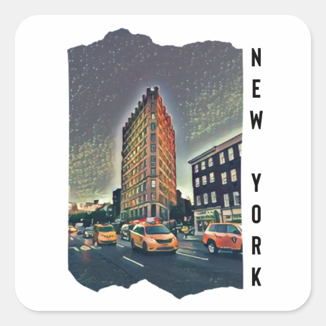 Sticker Carré Art esthétique de New York (Devant)