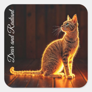 Sticker Carré Art félin Dreamin or chat portrait adorables anima