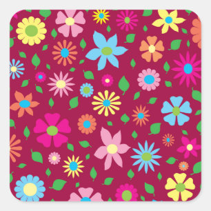 Sticker Carré Art floral coloré