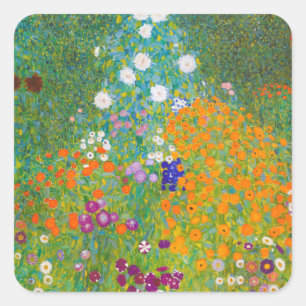 Sticker Carré Art floral de cottage vintage de Gustav Klimt