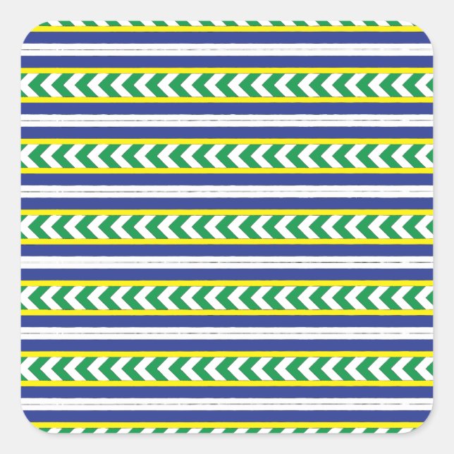 Sticker Carré Art folklorique letton vert et bleu letton (Devant)