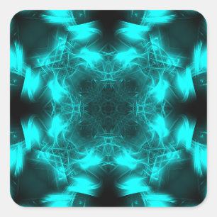 Sticker Carré Art fractal de symétrie plasma aquatique