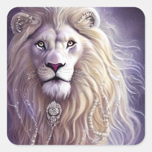Sticker Carré Art Imaginaire Lion Safari Majestic
