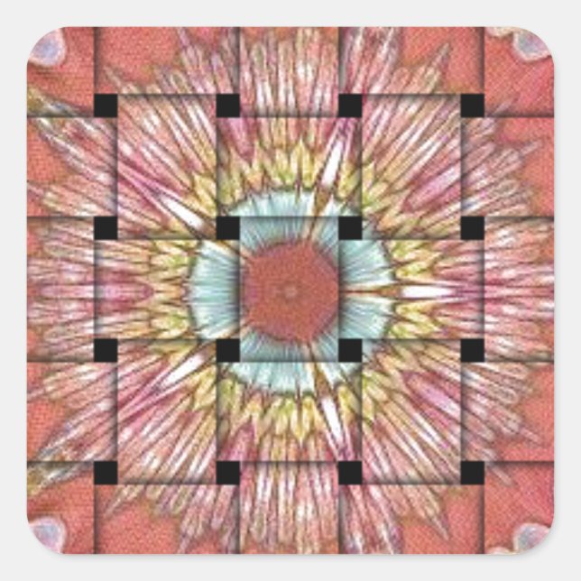 Sticker Carré Art inspiré par l'Afrique Imprimé- Design géométri (Devant)