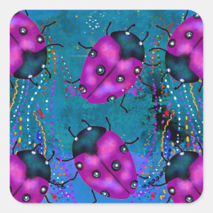 STICKER CARRÉ ART LADYBUG