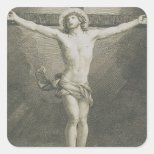 Sticker Carré Art minimaliste de la Crucifixion Monomatique