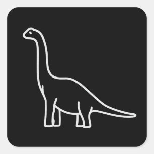 Sticker Carré Art minimaliste de ligne de dinosaure - Brachiosau
