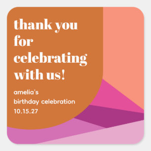 Sticker Carré Art moderne de rouille violet personnalisé Merci d