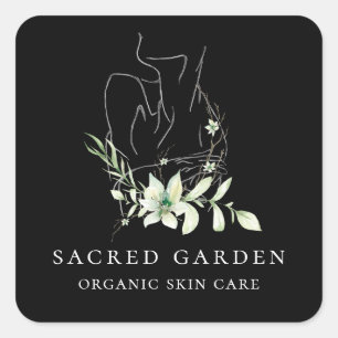 Sticker Carré Art Moderne Féminin Floral Sketch Logo