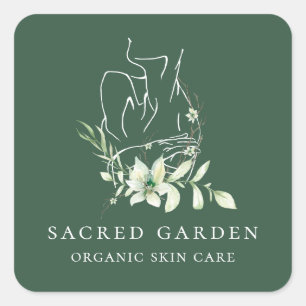 Sticker Carré Art Moderne Féminin Floral Sketch Logo