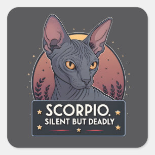 Sticker Carré Art mortel silencieux du chat Sphynx du zodiaque S
