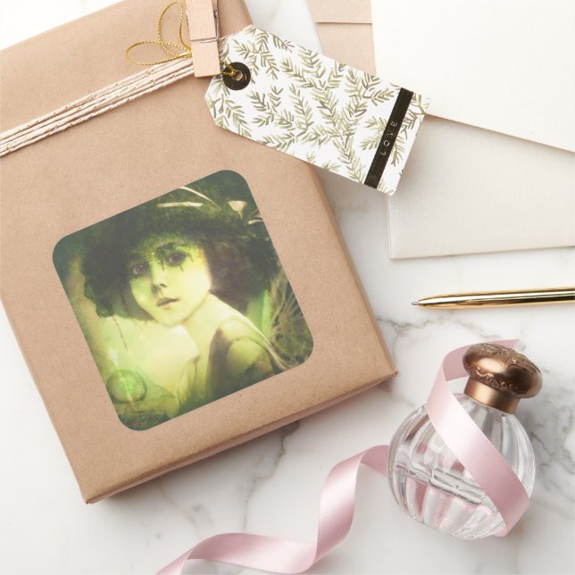 Sticker Carré Art mystique de l'Imaginaire de la fée de l'arbre  (Cadeaux)